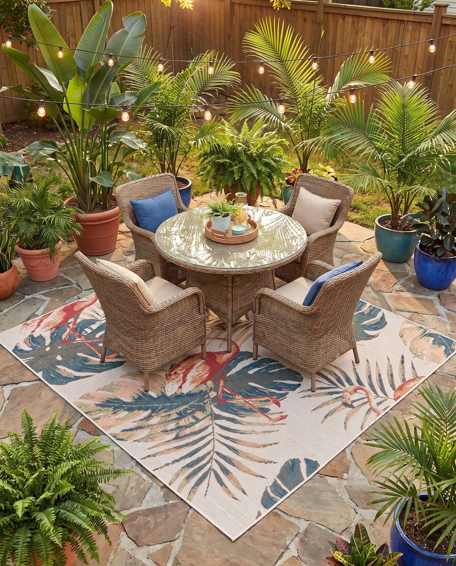 7' 10 x 7' 10 Easy-Clean Baja Indoor / Outdoor Square Rug