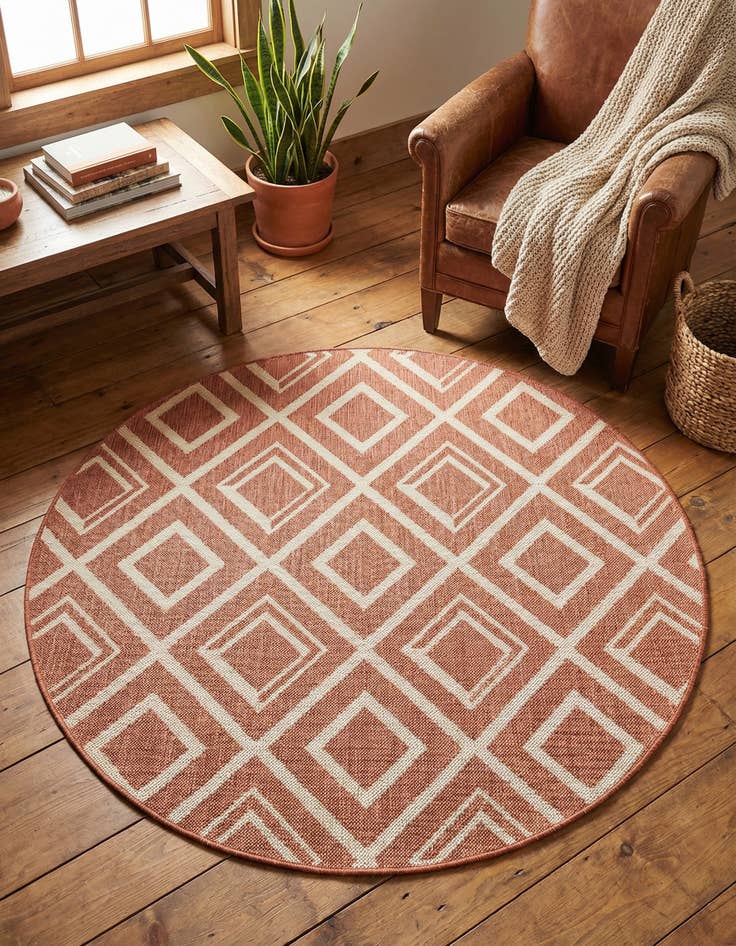 Detail image of 4' x 4'  Washable Jill Zarin Costa Rica Indoor / Outdoor Round Rug