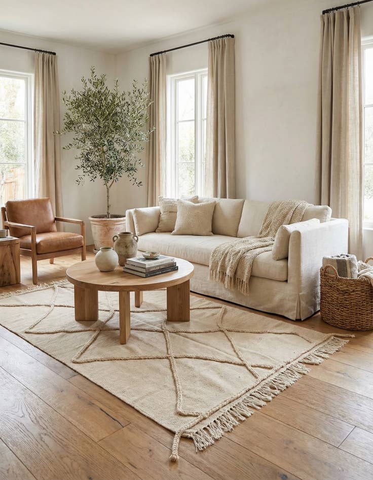 Detail image of  3' 6 x 4' 11  Hand Knotted Moroccan Wool Rug