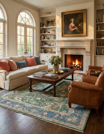 8' 1 x 9' 11 Hand Knotted Oushak Wool Rug