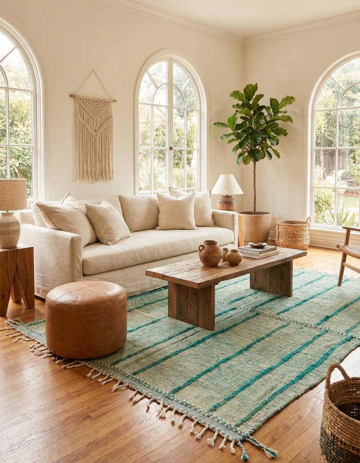 Detail image of 6' 6 x 9' 7  Hand Knotted Moroccan Wool Rug