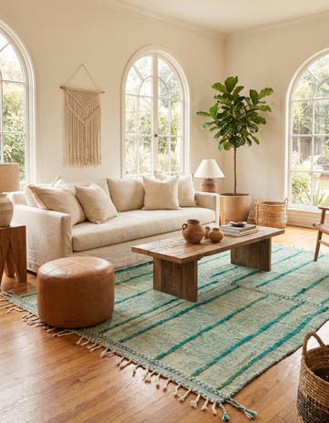 6' 6 x 9' 7 Hand Knotted Moroccan Wool Rug