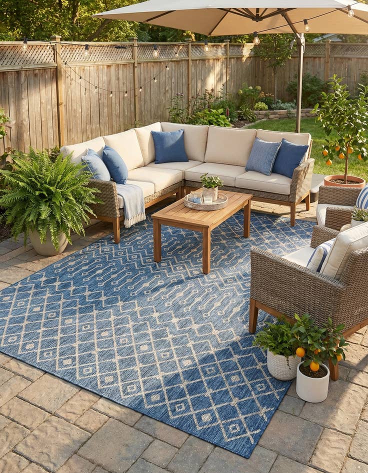 Detail image of  9' x 12'  Washable Lattice Indoor / Outdoor Rug