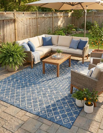 9' x 12' Easy-Clean Lattice Indoor / Outdoor Rug