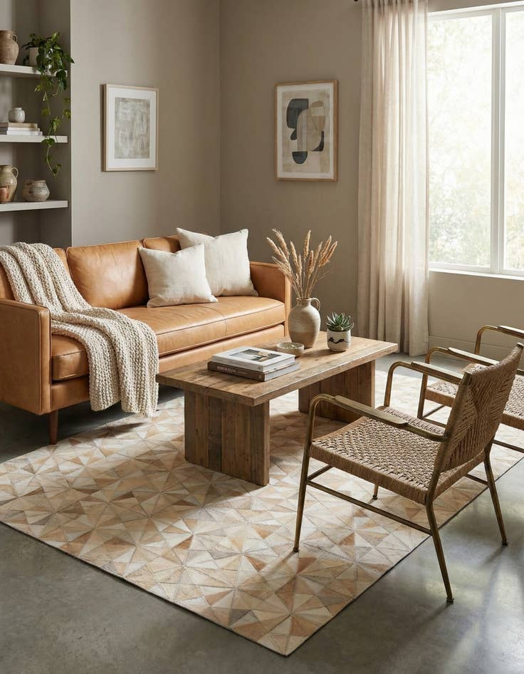 Detail image of 3' 11 x 6' Cowhide Stocks Rug