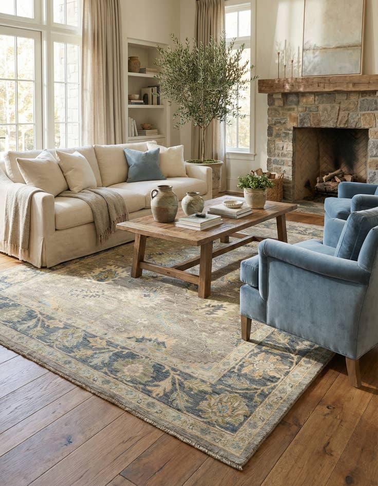 Detail image of 8' 1 x 10'  Hand Knotted Oushak Rug