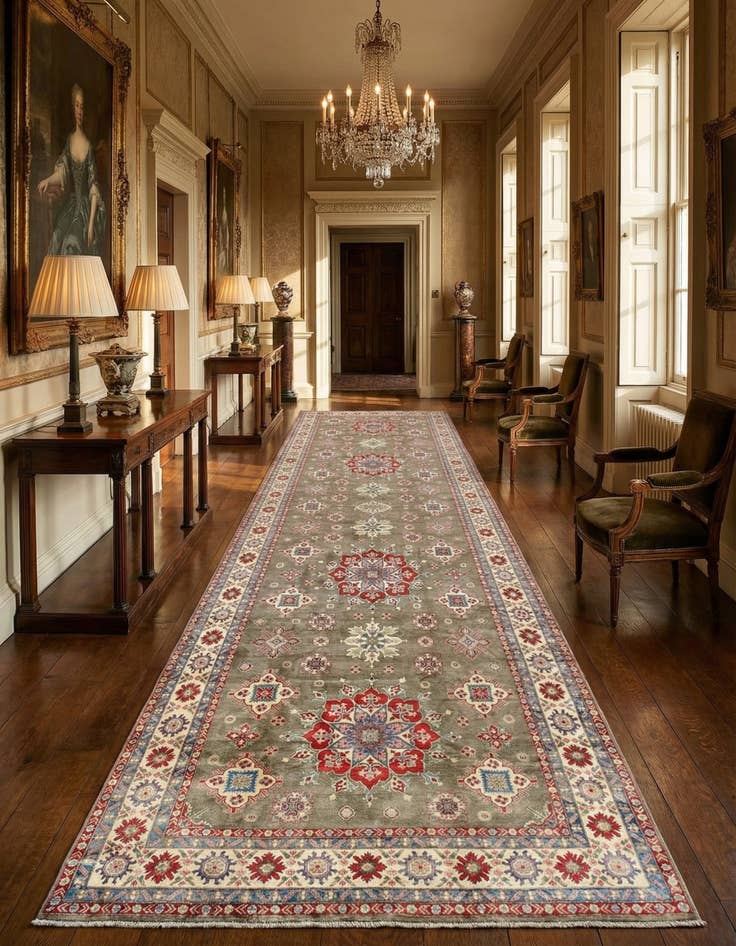 Detail image of 10' 1 x 19' 9 Hand Knotted Kazak Runner Rug