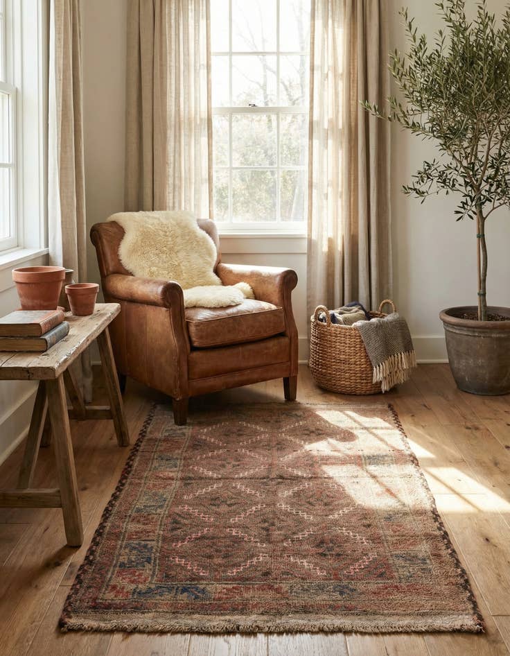 Detail image of 2' 10 x 4' 10  Hand Knotted Ultra Vintage Persian Wool Rug