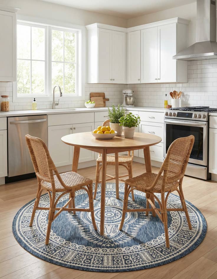 Detail image of 6' x 6'  Washable Traditional Indoor / Outdoor Round Rug