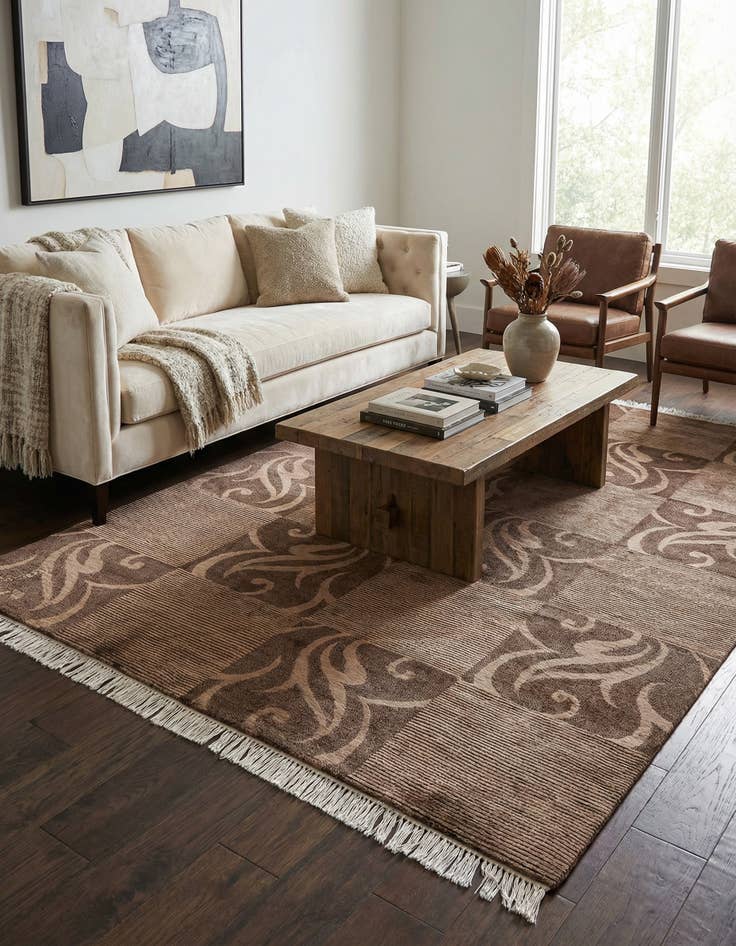 Detail image of  6' 8 x 10'  Hand Knotted Darya Wool Rug