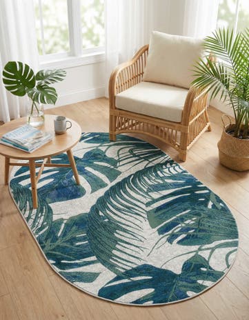 Ivory Blossom Oval Rug