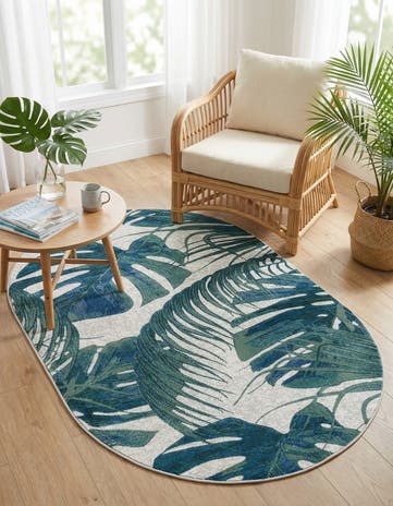 Ivory Blossom Oval Rug