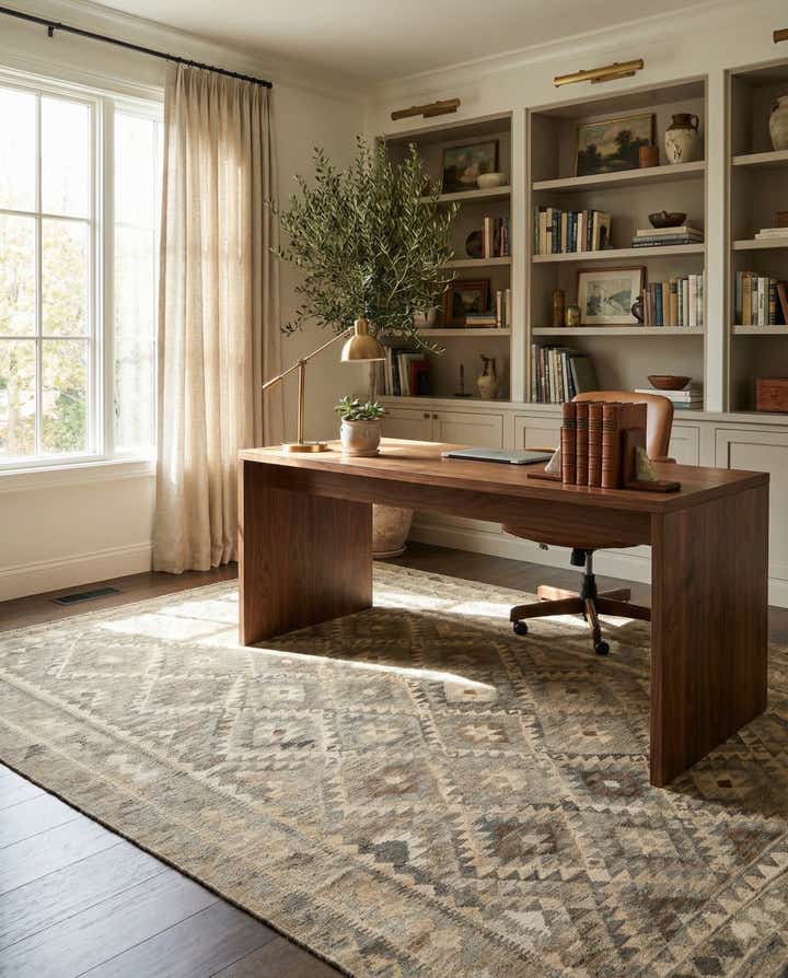 6' 9 x 9' 9 Hand Woven Kilim Maymana Wool Rug