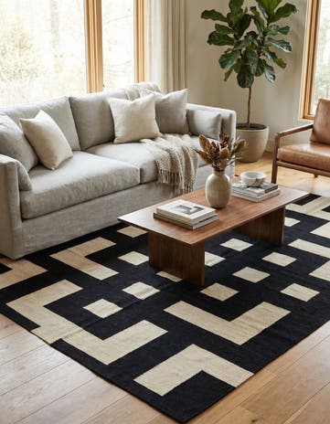 6' 10 x 9' 7 Hand Woven Kilim Modern Wool Rug