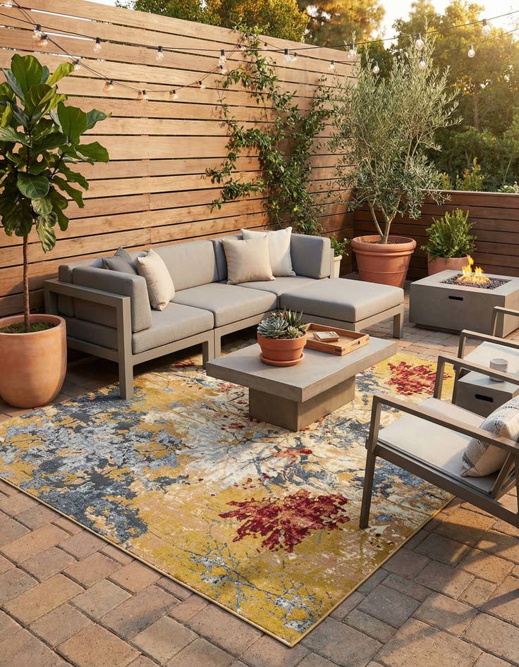 Detail image of 7' 10 x 10'  Washable Modern Indoor / Outdoor Rug