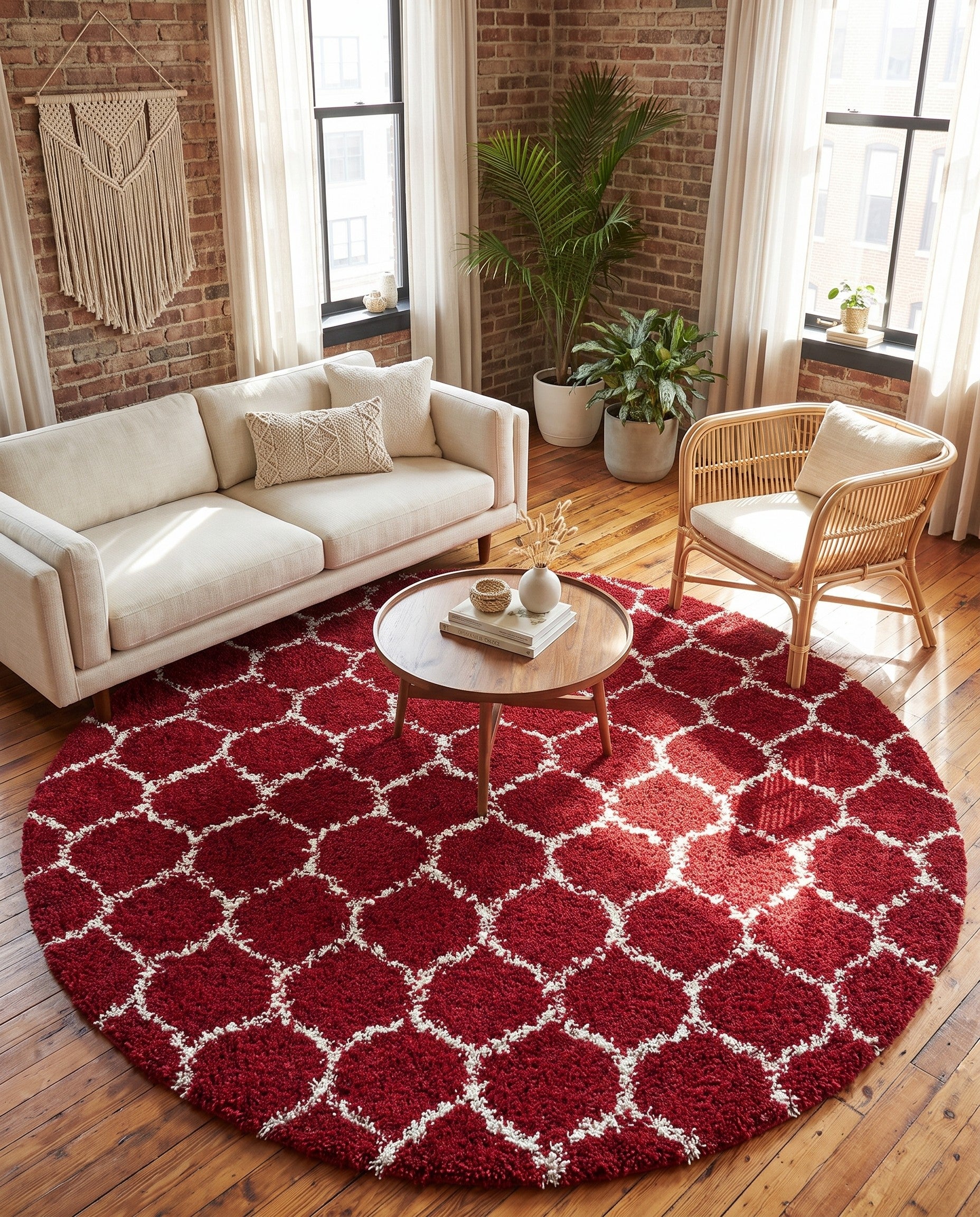 7' 10 x 7' 10 Lattice Shag Round Rug
