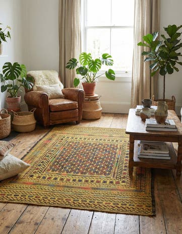 3' 10 x 6' 2 Hand Woven Kilim Afghan Wool Rug