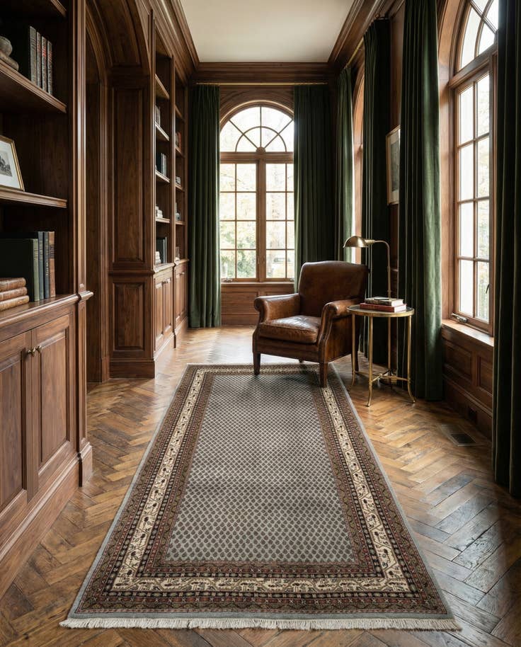 Detail image of 6' x 11' 4 Hand Knotted Mir Oriental Wool Runner Rug