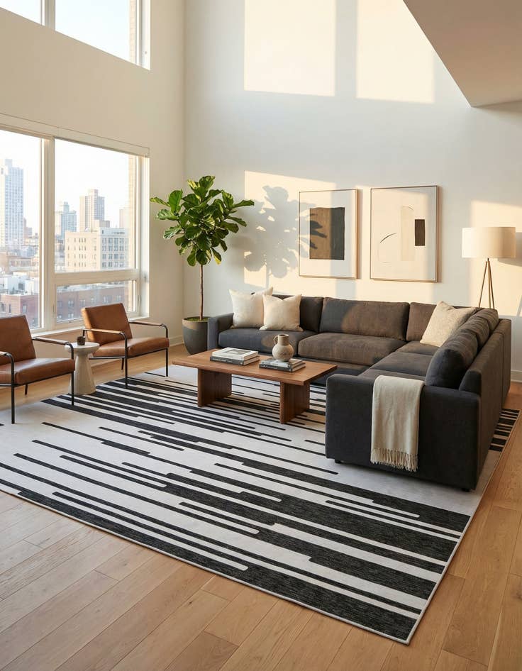 Detail image of  13' x 13'  Washable Modern Indoor / Outdoor Square Rug