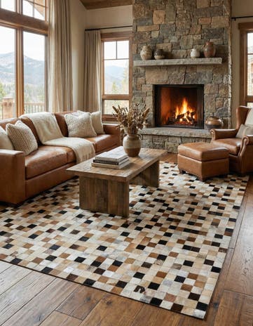 8' 1 x 10' Cowhide Leather Rug