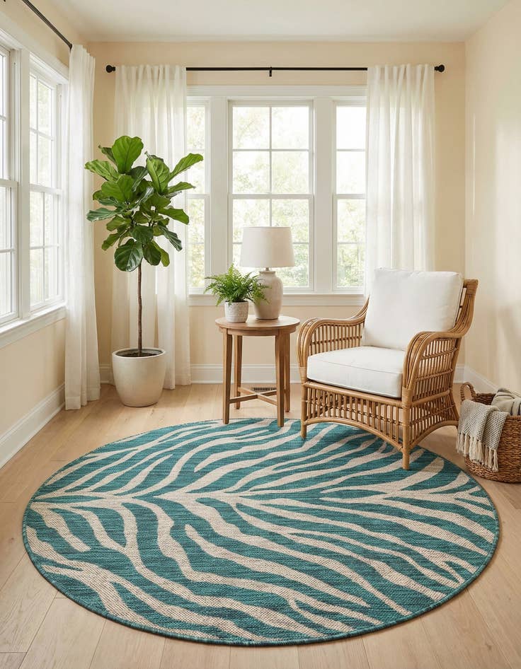 Detail image of 4' x 4'  Washable Safari Indoor / Outdoor Round Rug