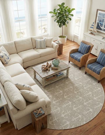 13' x 13' Easy-Clean Coastal Indoor / Outdoor Round Rug