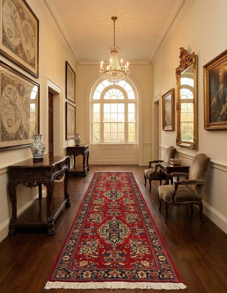 Detail image of  2' 7 x 13' 7  Hand Knotted Qom Persian Runner Rug