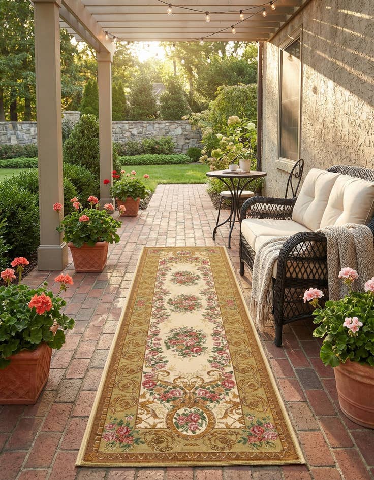Detail image of 2' x 8' Easy-Clean Traditional Indoor / Outdoor Runner Rug
