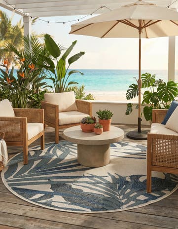 7' 10 x 7' 10 Easy-Clean Baja Indoor / Outdoor Round Rug