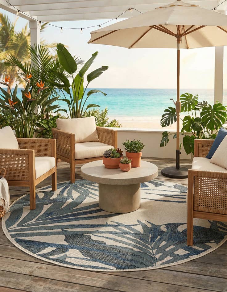 Detail image of  7' 10 x 7' 10  Washable Baja Indoor / Outdoor Round Rug