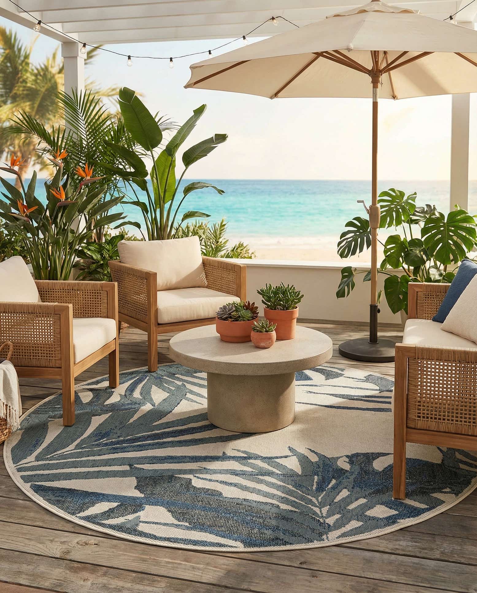 7' 10 x 7' 10 Easy-Clean Baja Indoor / Outdoor Round Rug