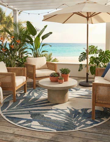 7' 10 x 7' 10 Easy-Clean Baja Indoor / Outdoor Round Rug