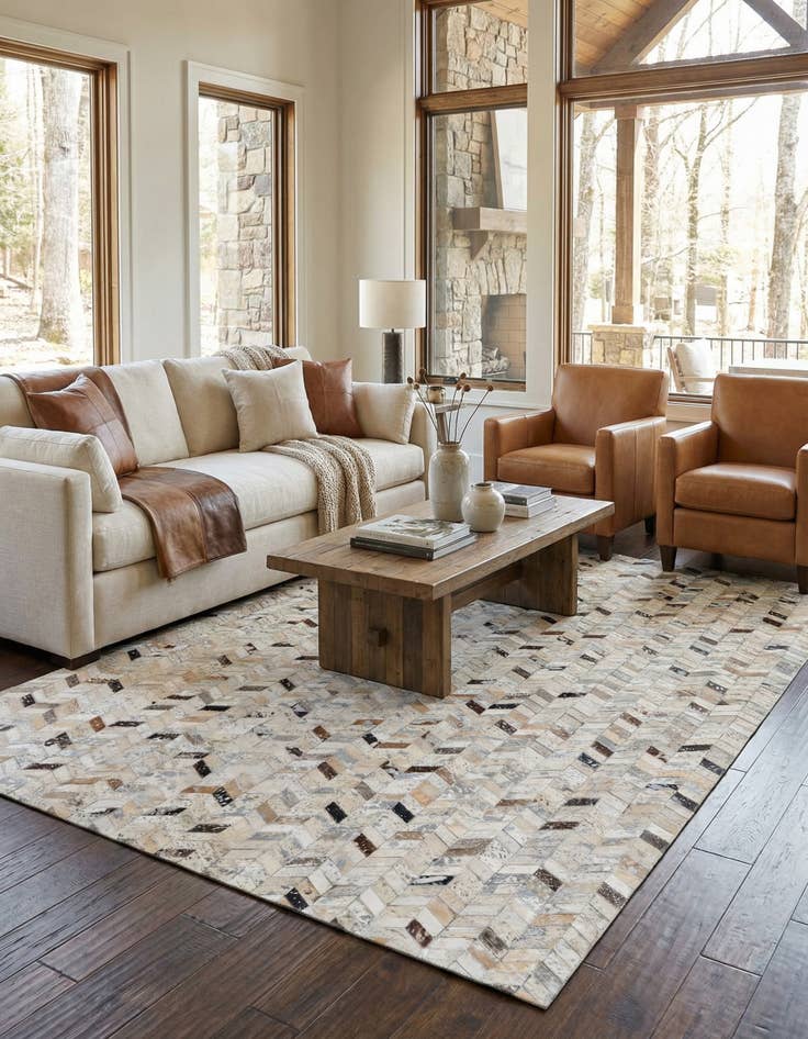 Detail image of 5' 4 x 7' 6 Cowhide Stocks Rug