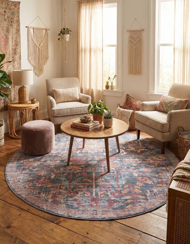 Detail image of 10' 6 x 10' 6  Washable Maahru Round Rug