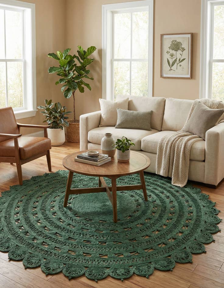 Detail image of  7' 10 x 7' 10  Hand Braided Jute Round Rug