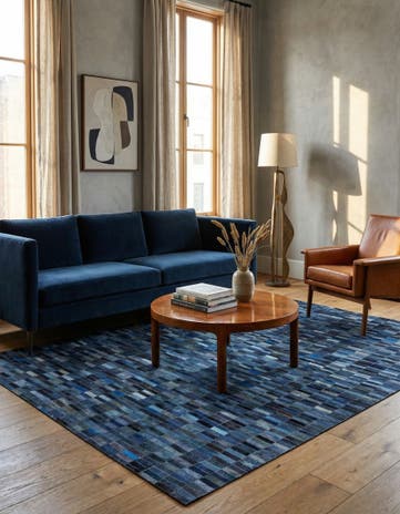 5' x 7' 8 Cowhide Leather Rug