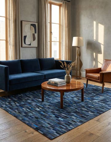 5' x 7' 8 Cowhide Leather Rug