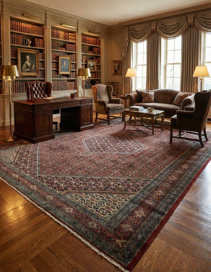 Detail image of 10' 2 x 13' 3 Hand Knotted Bidjar Persian Wool Rug