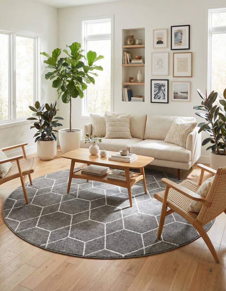 Detail image of  10' x 10' Lattice Frieze Round Rug