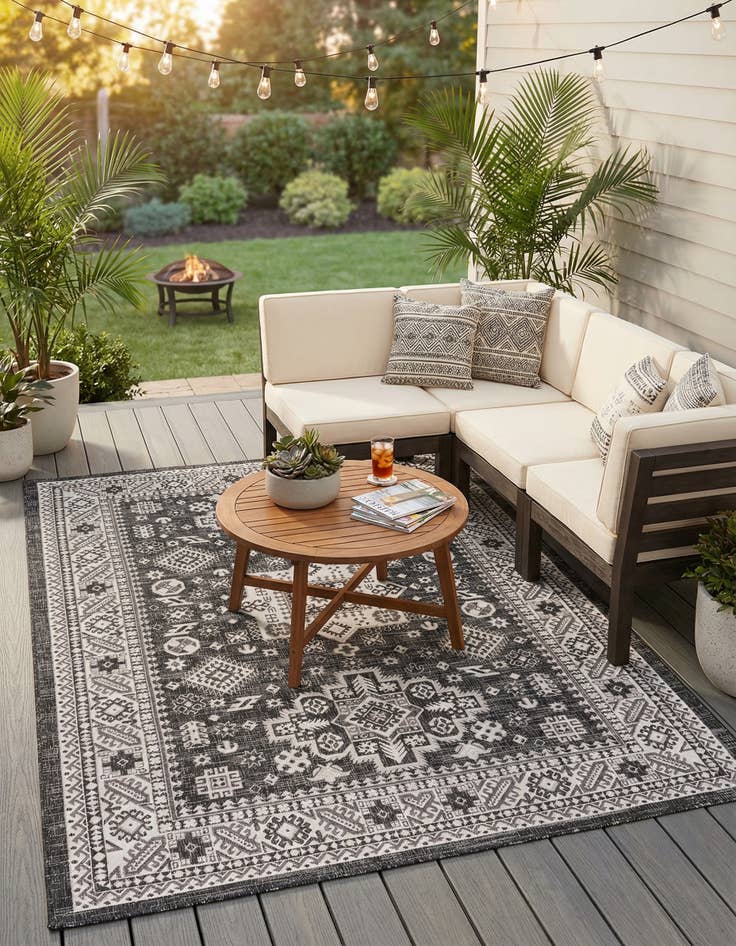 Detail image of 7' x 10'  Washable Aztec Indoor / Outdoor Rug