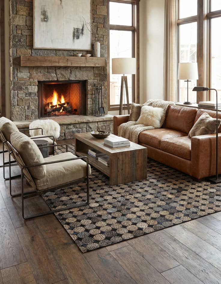 Detail image of 5' 1 x 8' 1 Cowhide Leather Rug