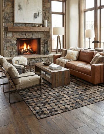 5' 1 x 8' 1 Cowhide Leather Rug