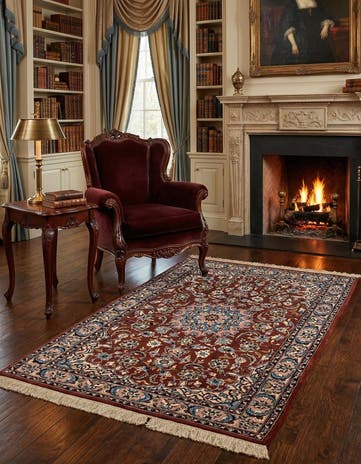 4' x 6' Hand Knotted Isfahan Oriental Wool Rug