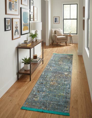 Turquoise Santiago Runner Rug