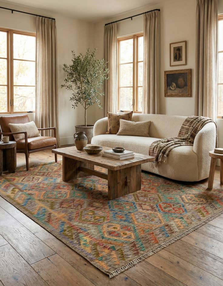 Detail image of 6' 7 x 8' 4  Hand Woven Kilim Modern Wool Rug