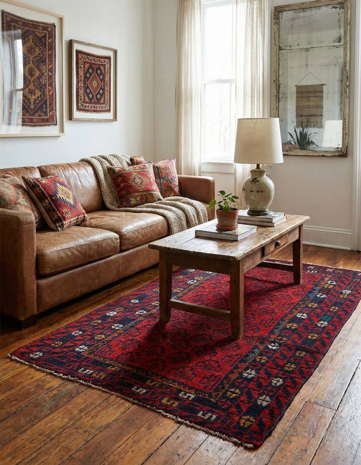 Detail image of 2' 9 x 4' 7  Hand Knotted Balouch Persian Wool Rug