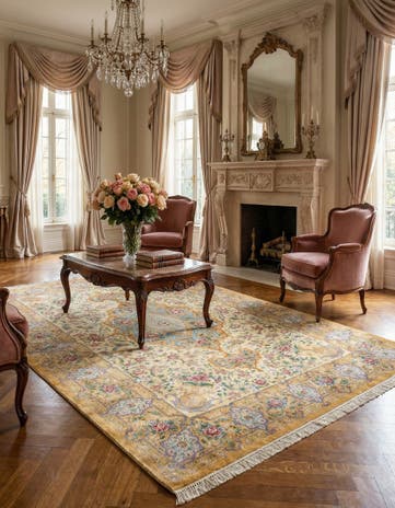 6' 8 x 9' 9 Ghom Silk Rug