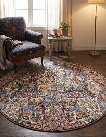 5' 1 x 5' 1 Washable Timeless Round Rug