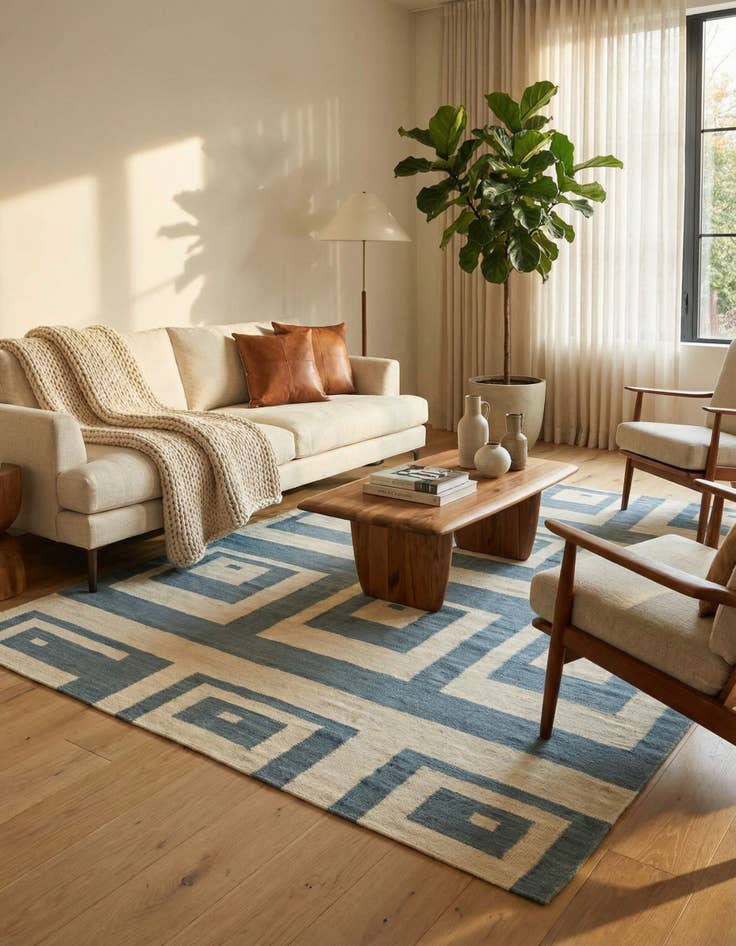 Detail image of 5' x 6' 6  Hand Woven Kilim Modern Wool Rug