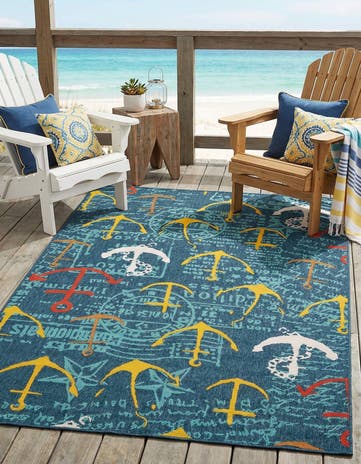 5' x 8' Easy-Clean Coastal Indoor / Outdoor Rug